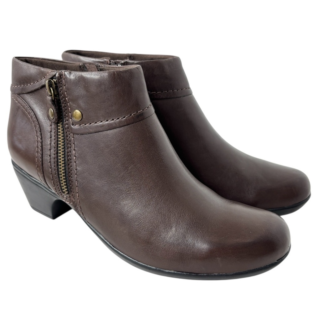 Clarks Bendables Ingalls Thames Ankle Boots Brown Leather Womens Size 10M Bootie